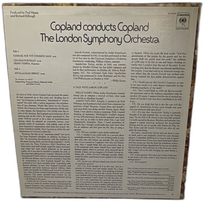 Collecting Copland The Enduring Value 1970 Cbs Masterworks Vinyl Lp — photo 2 of 7
