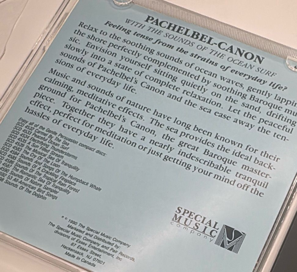 Pachelbel Canon Gentle Persuasion Relaxation Meditation Cd 1990 Special Music Company — photo 7 of 8