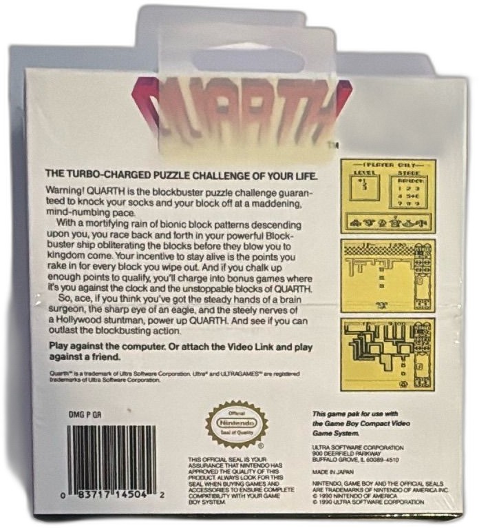 Quarth Nintendo Game Boy Factory Sealed Ultra Games Puzzle 1990 New — photo 2 of 10