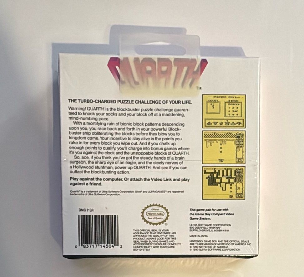 Quarth Nintendo Game Boy Factory Sealed Ultra Games Puzzle 1990 New — photo 4 of 10
