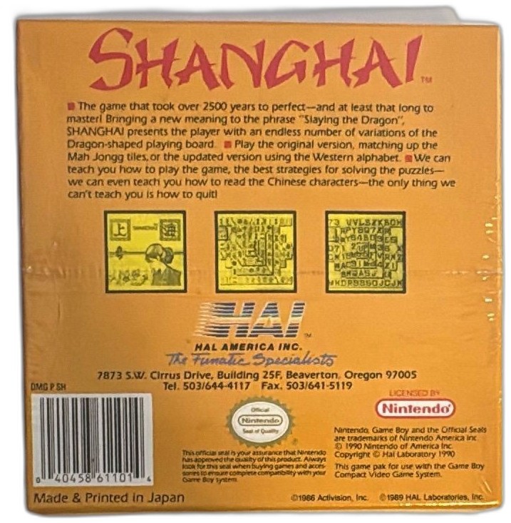 Nintendo Game Boy Shanghai Sealed 1990 Puzzle Video Game Hal America — photo 2 of 9