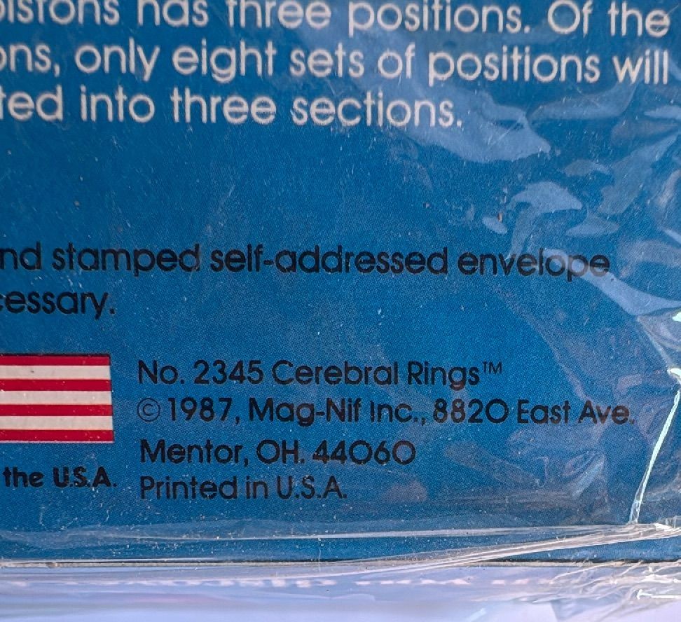 1987 Magnif Cerebral Rings Puzzle Sealed Vintage Brain Teaser Collectible — photo 5 of 7