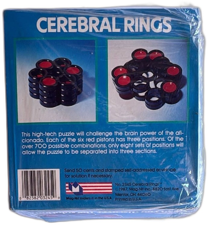 1987 Magnif Cerebral Rings Puzzle Sealed Vintage Brain Teaser Collectible — photo 2 of 7