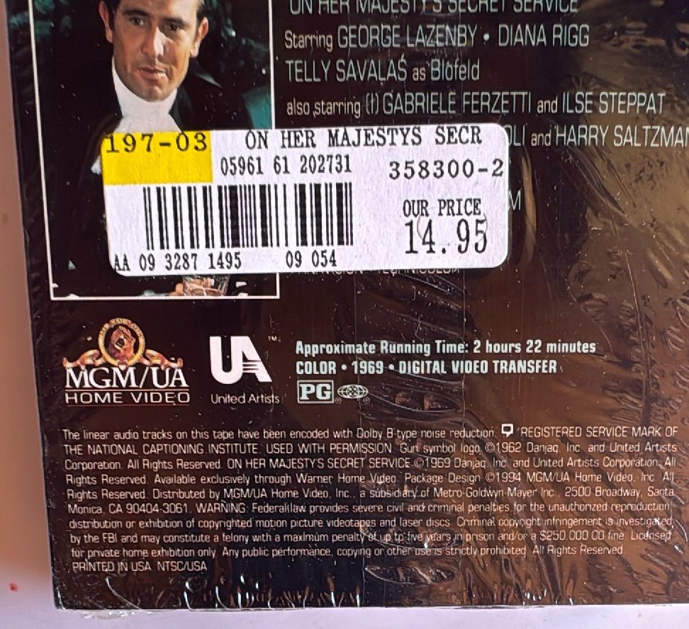 James Bond On Her Majestys Secret Service 1994 Sealed Vhs Mgm Ua Home Video — photo 5 of 6