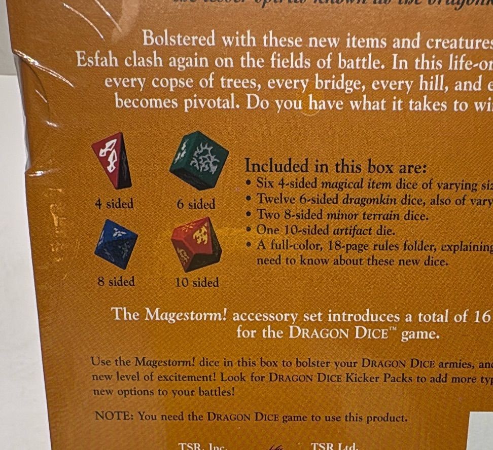 Dragon Dice Magestorm Tsr 1996 Sealed Expansion Box 21 Collectible Dice Set — photo 6 of 9