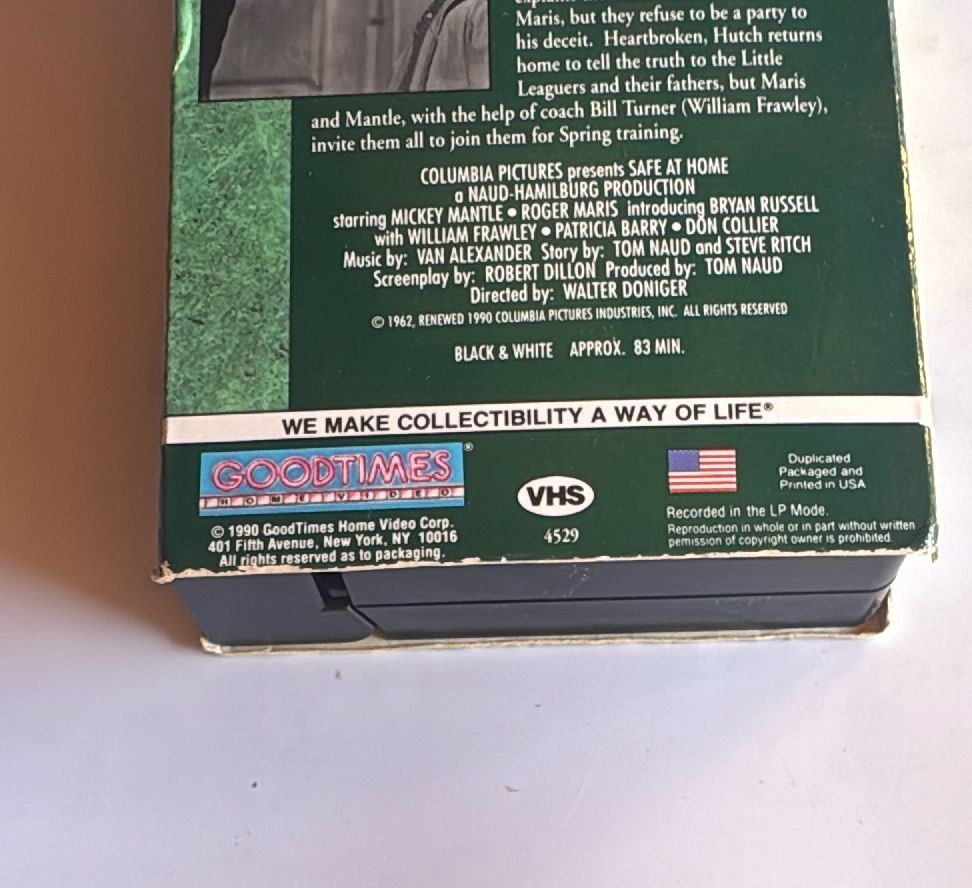 Safe At Home Vhs 1990 Goodtimes Home Video Yankees Baseball Movie Collectible — photo 7 of 8