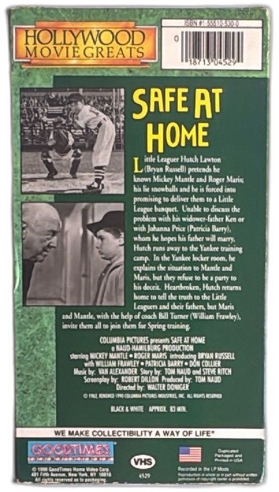 Safe At Home Vhs 1990 Goodtimes Home Video Yankees Baseball Movie Collectible — photo 2 of 8