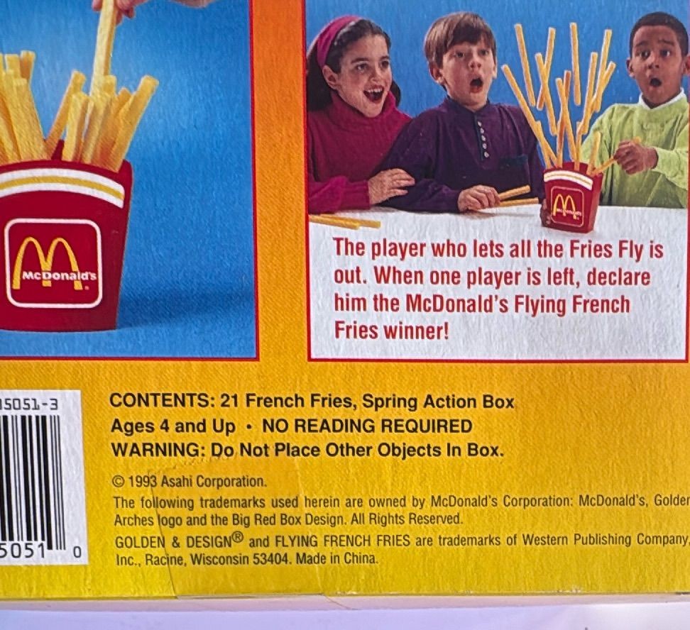 1993 Mcdonalds Flying French Fries Game Golden Complete Boxed Vintage Toy — photo 5 of 9