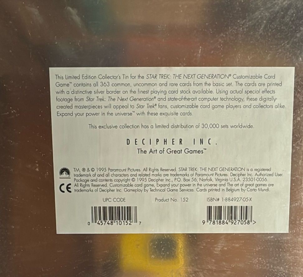 Star Trek Tng Customizable Card Game Collector Tin 1995 Decipher Sealed — photo 5 of 8