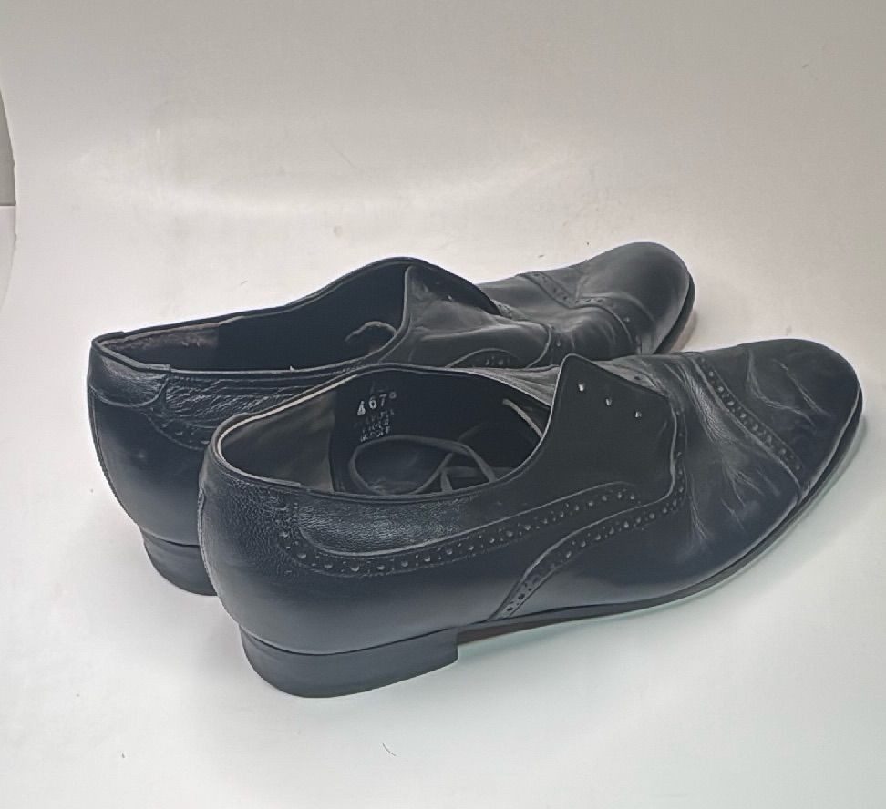Black Leather Oxford Dress Shoes Size 12l Brogue Cap Toe Formal — photo 6 of 20