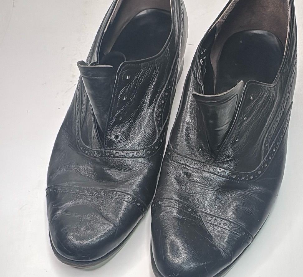Black Leather Oxford Dress Shoes Size 12l Brogue Cap Toe Formal — photo 9 of 20