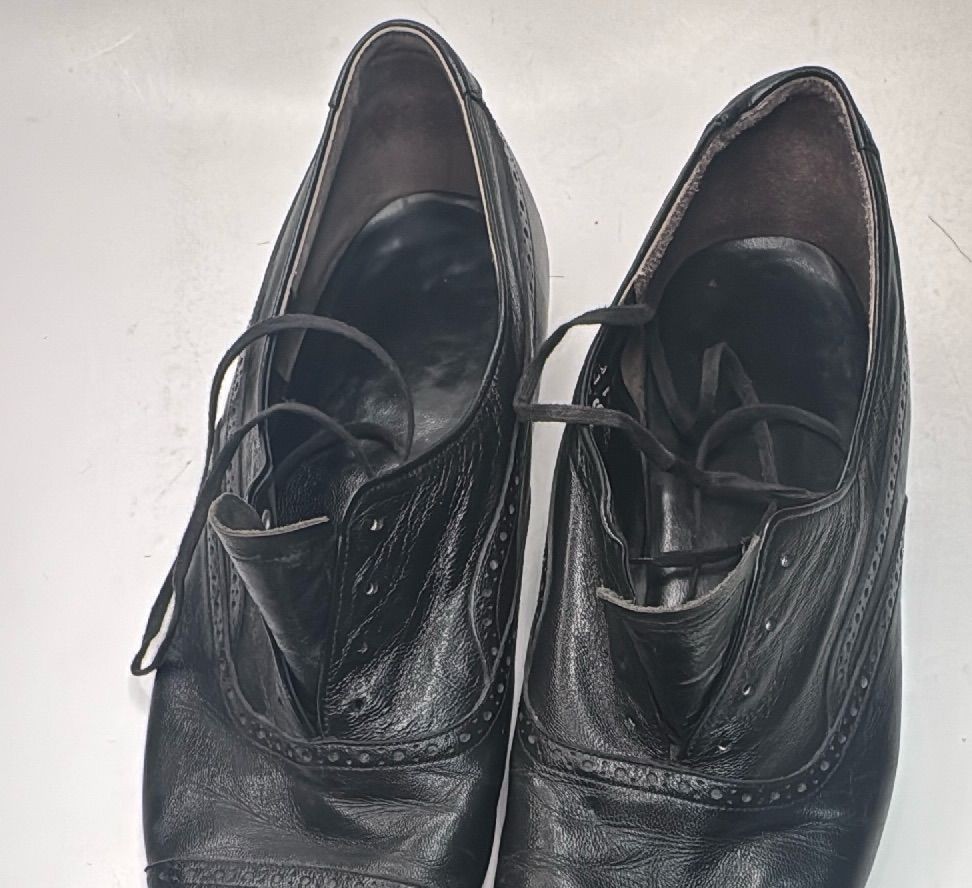 Black Leather Oxford Dress Shoes Size 12l Brogue Cap Toe Formal — photo 10 of 20
