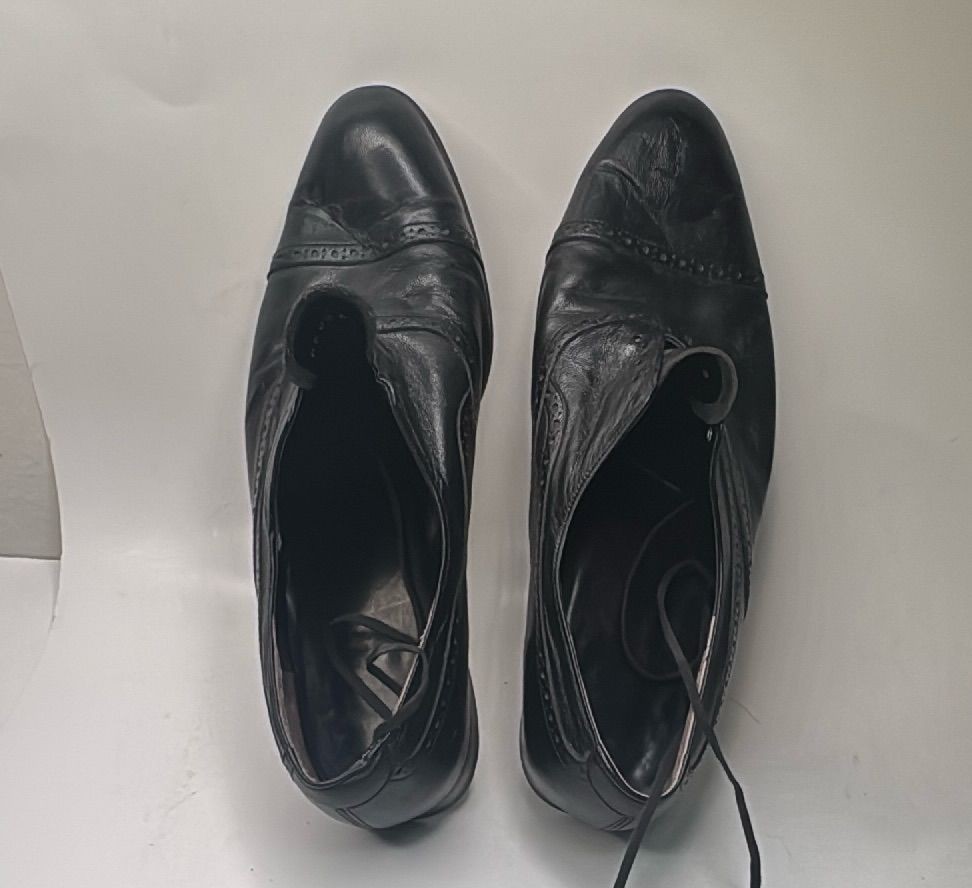 Black Leather Oxford Dress Shoes Size 12l Brogue Cap Toe Formal — photo 16 of 20