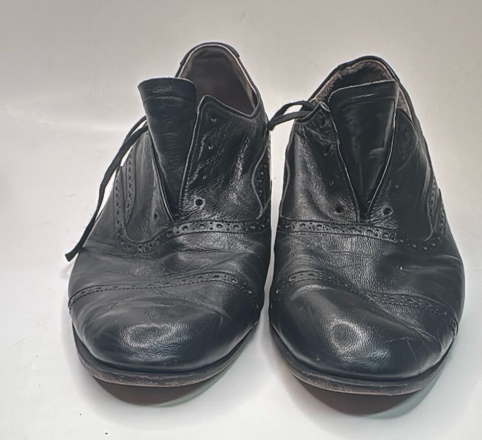 Black Leather Oxford Dress Shoes Size 12l Brogue Cap Toe Formal — photo 12 of 20
