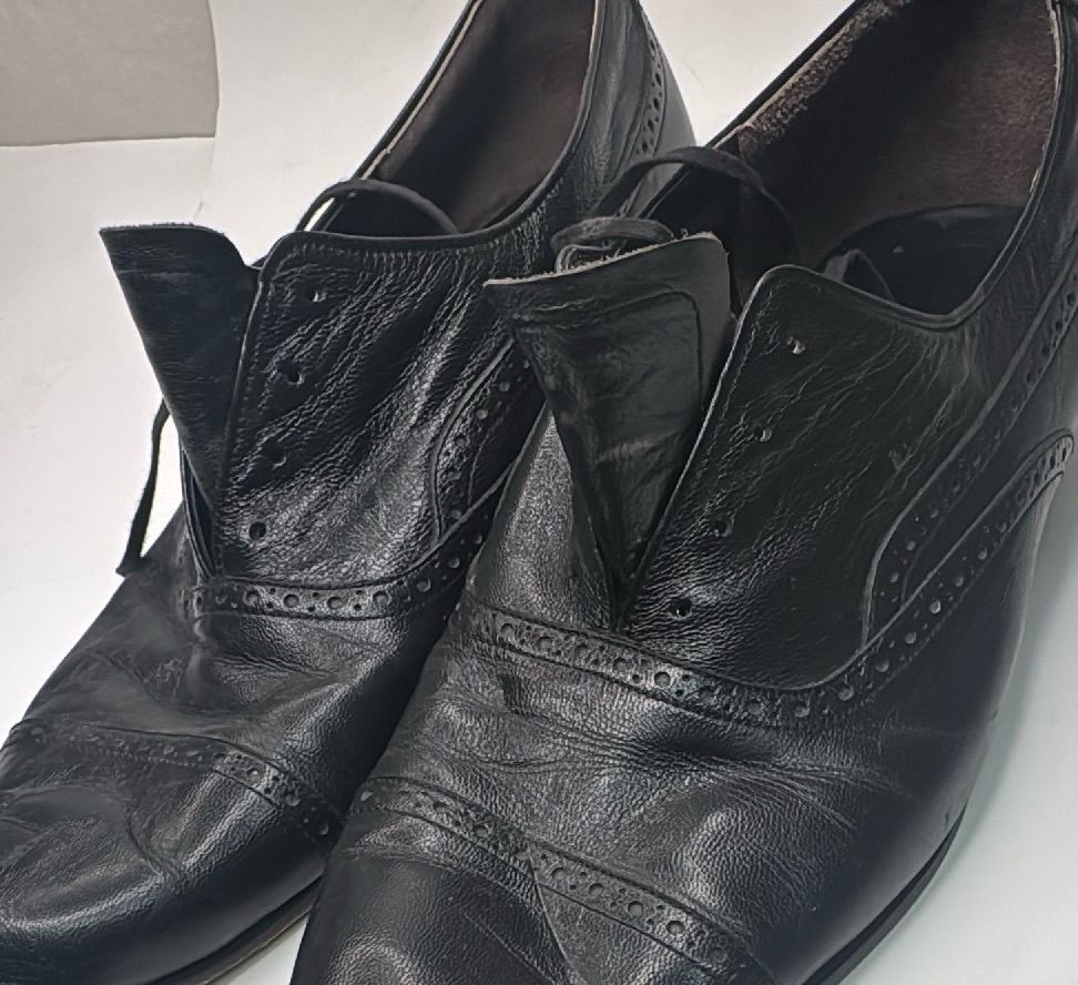 Black Leather Oxford Dress Shoes Size 12l Brogue Cap Toe Formal — photo 13 of 20