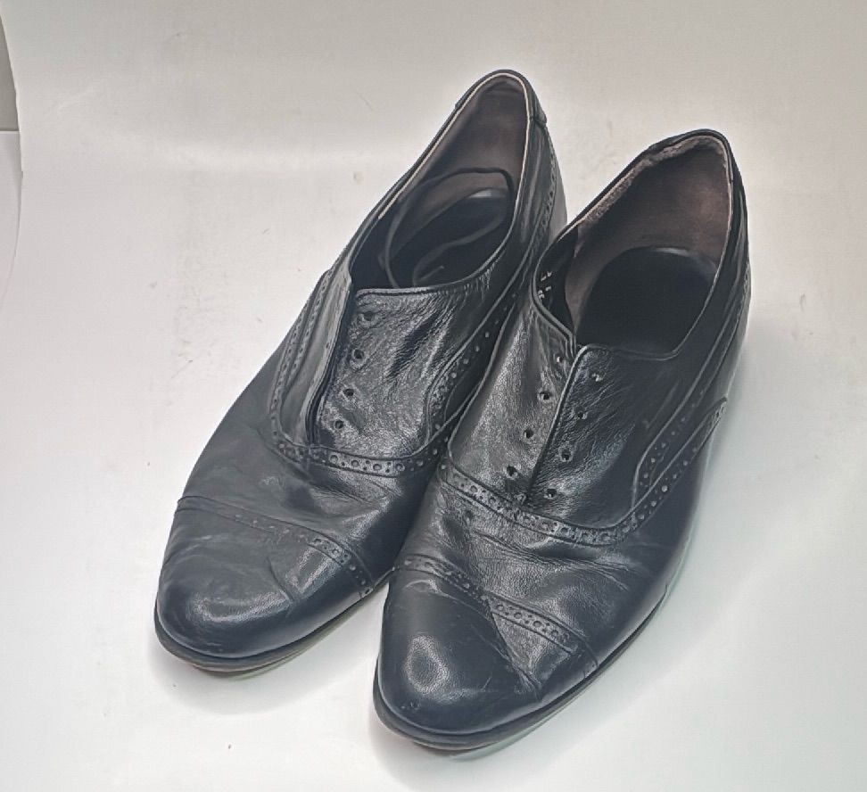Black Leather Oxford Dress Shoes Size 12l Brogue Cap Toe Formal — photo 3 of 20