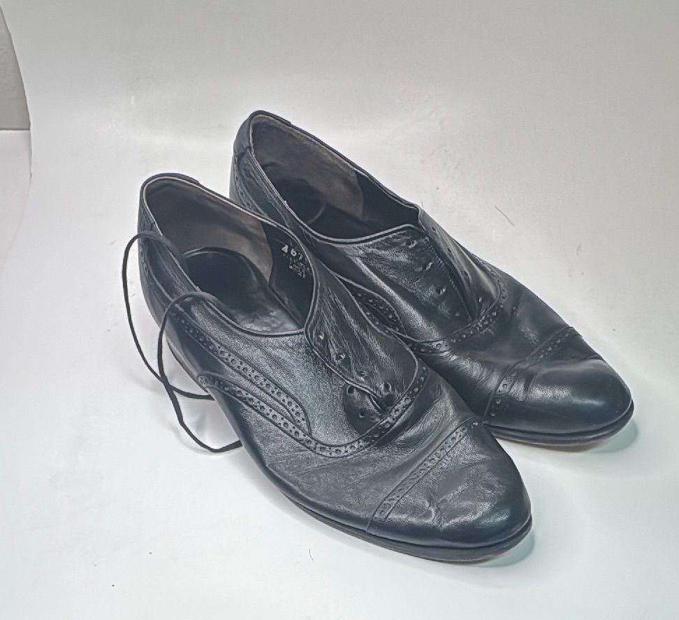 Black Leather Oxford Dress Shoes Size 12l Brogue Cap Toe Formal — photo 20 of 20