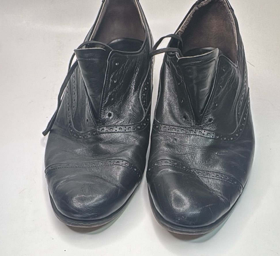 Black Leather Oxford Dress Shoes Size 12l Brogue Cap Toe Formal — photo 11 of 20