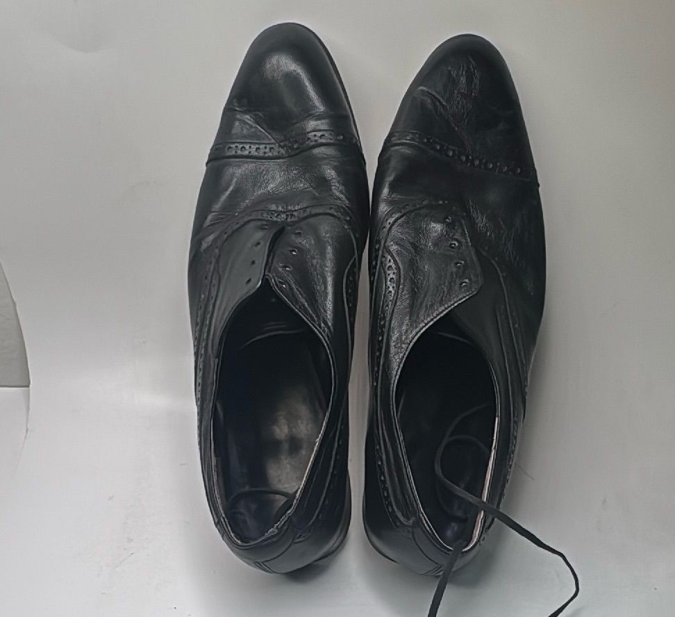 Black Leather Oxford Dress Shoes Size 12l Brogue Cap Toe Formal — photo 19 of 20