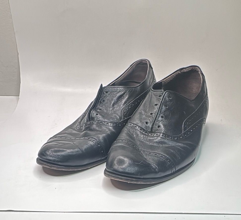 Black Leather Oxford Dress Shoes Size 12l Brogue Cap Toe Formal — photo 4 of 20