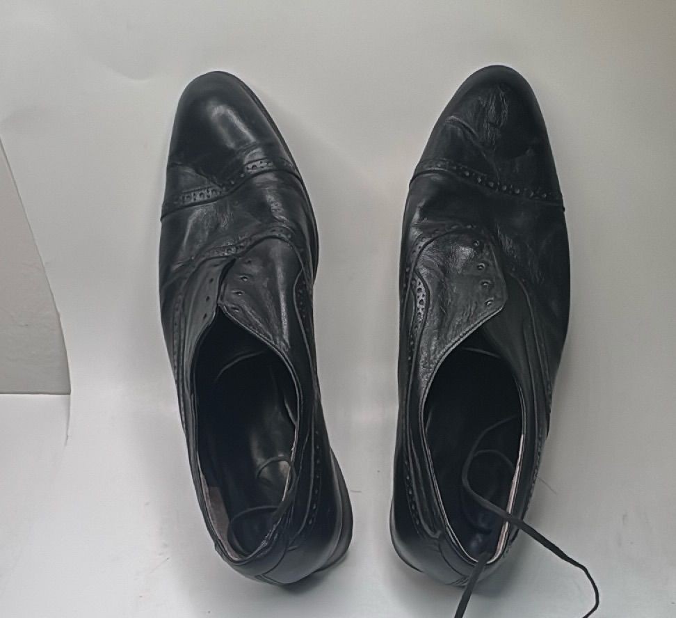 Black Leather Oxford Dress Shoes Size 12l Brogue Cap Toe Formal — photo 18 of 20