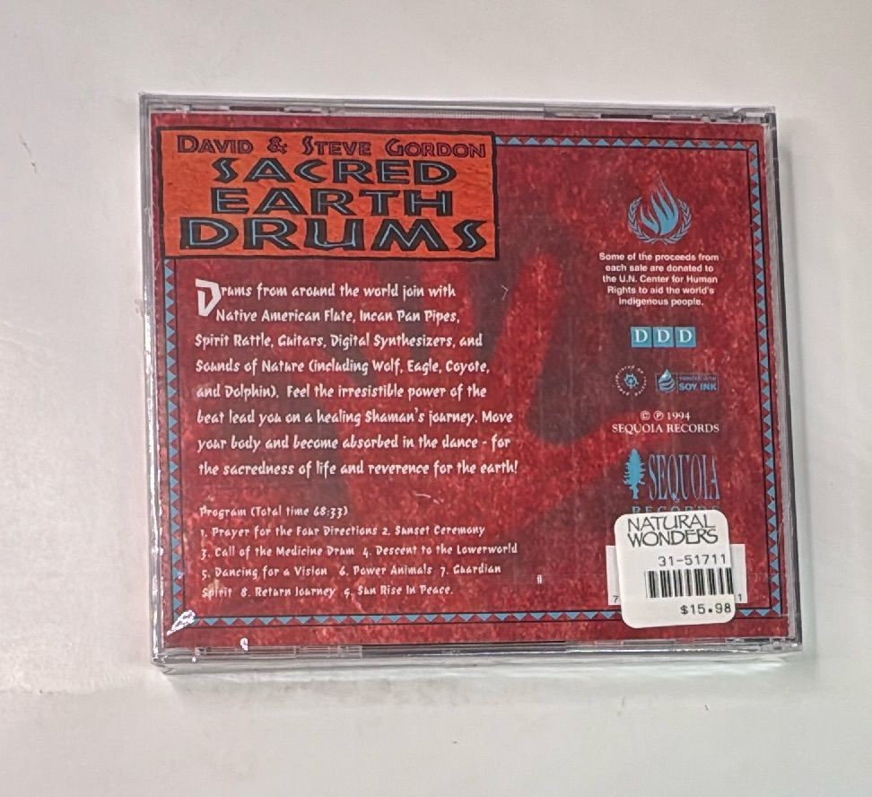 Sacred Earth Drums Cd 1994 David Steve Gordon Native Flute Healing Rhythms — photo 4 of 5