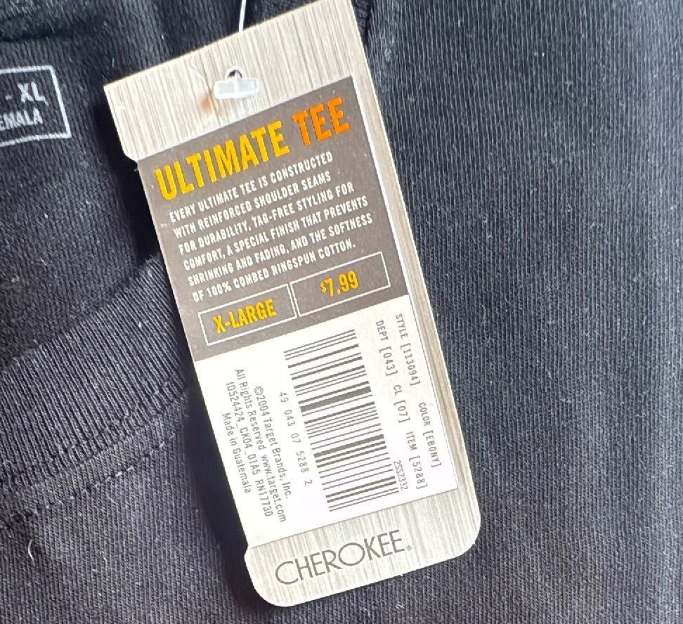 Cherokee Ultimate Tee Mens Black T Shirt Xl 100 Percent Cotton New Tag Free — photo 6 of 8