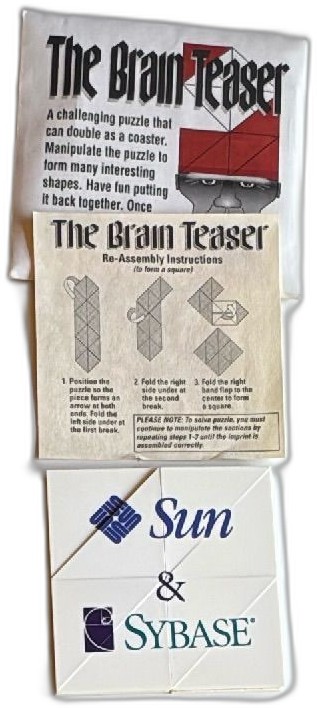 Sun Sybase Brain Teaser Vintage 1990s Promotional Puzzle Coaster With Instructions — photo 2 of 7