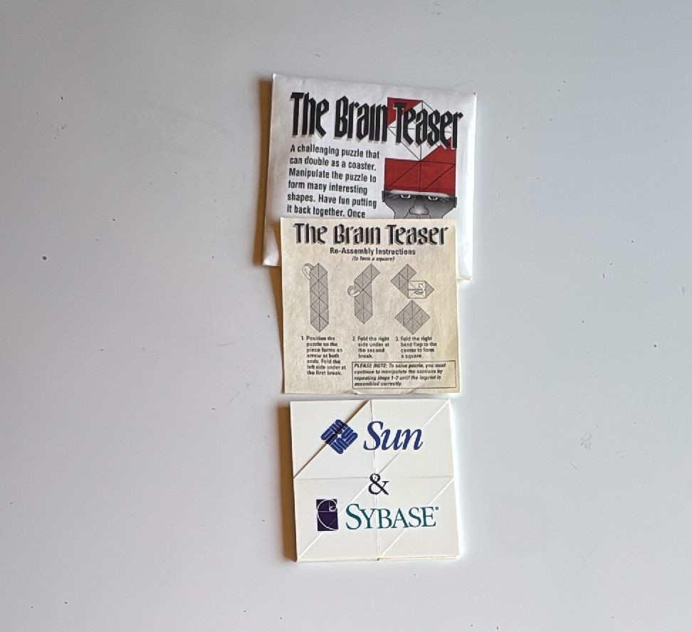 Sun Sybase Brain Teaser Vintage 1990s Promotional Puzzle Coaster With Instructions — photo 4 of 7