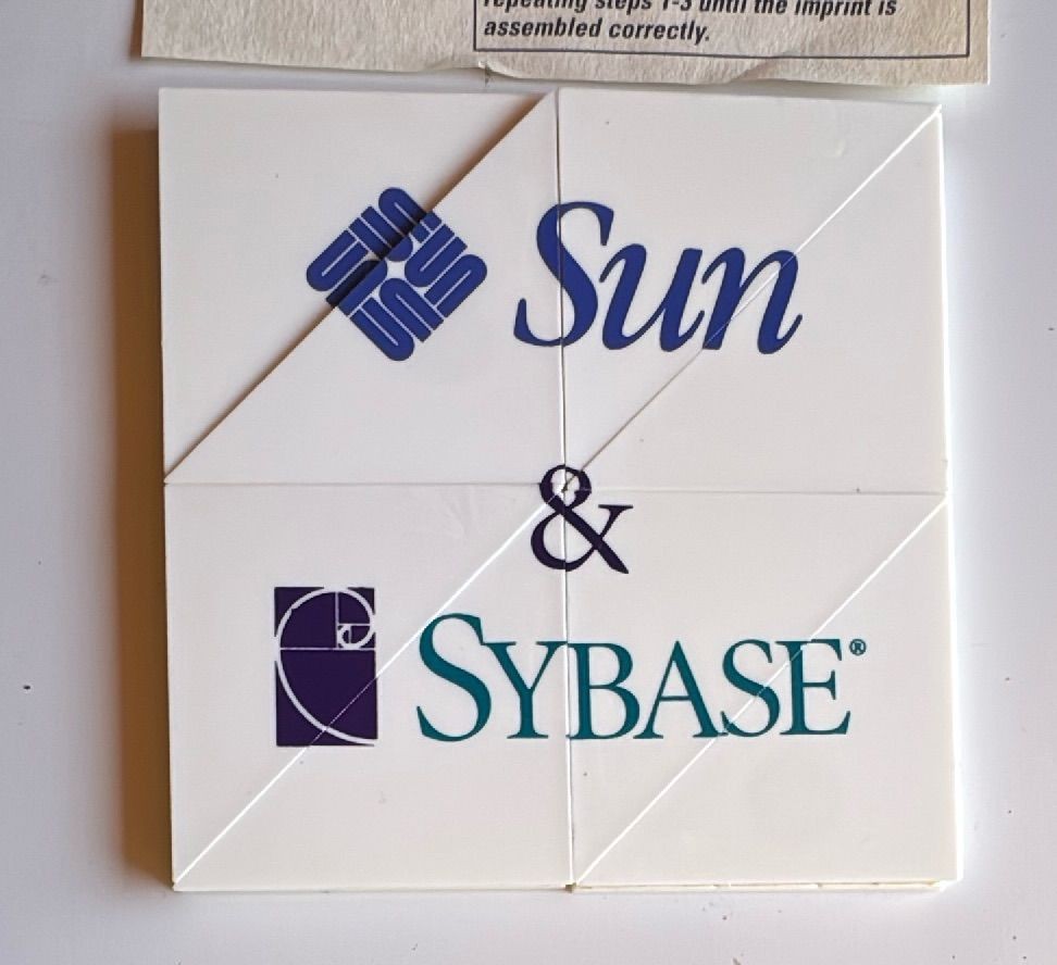 Sun Sybase Brain Teaser Vintage 1990s Promotional Puzzle Coaster With Instructions — photo 6 of 7