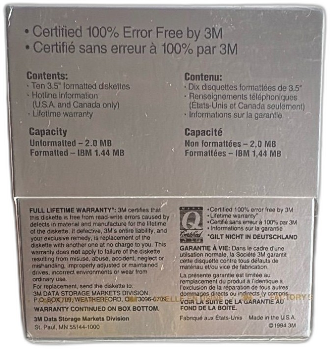 Rare 1994 3m 3 5 Inch High Density Ds Hd Ibm Formatted Floppy Diskettes 10 Pack Sealed — photo 2 of 8