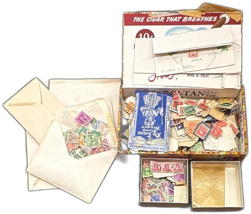 Worldwide Vintage Stamp Lot In Roi Tan Box Philatelic Collection